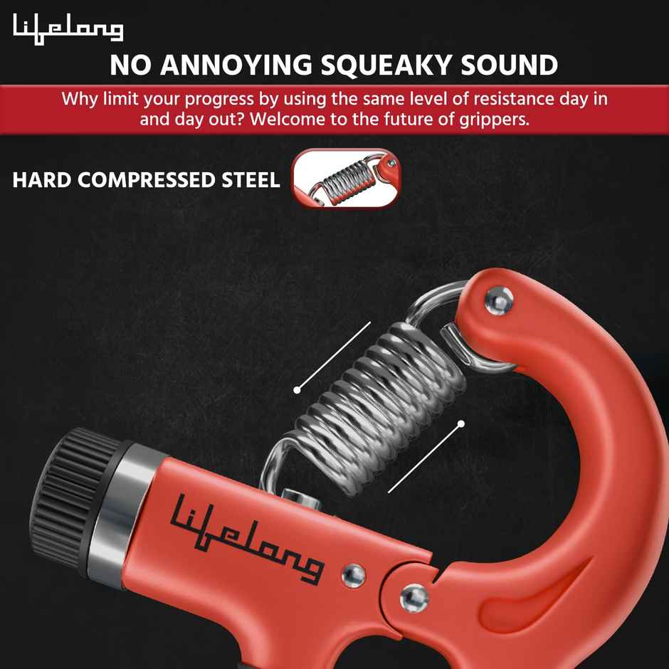 Lifelong Adjustable Hand Grip Strengthener Resistance Hand Gripper for Gym (Red & Black, LLFAHG01)