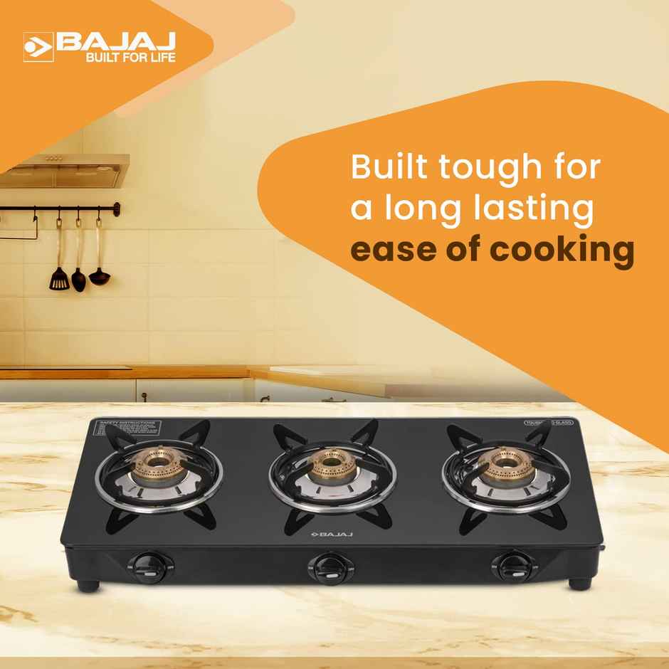 Bajaj 3 Burners Glasstop Gas Stove Ucx 3b