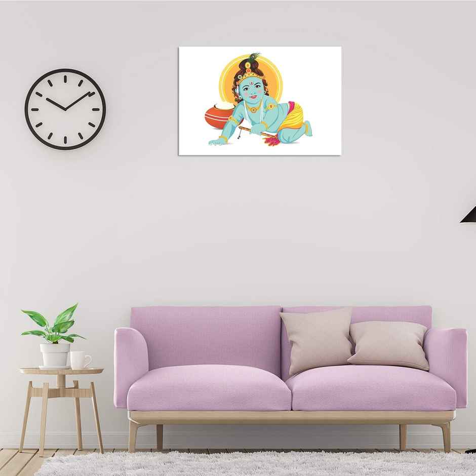 Paper Plane Design Religious Baby Krishna Poster | Size 12 x 18 Inch | D8