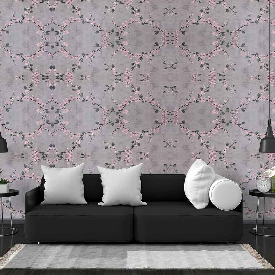Wollzo Grey Floral Flower Decorative Wallpaper (45 X 500 Cm)