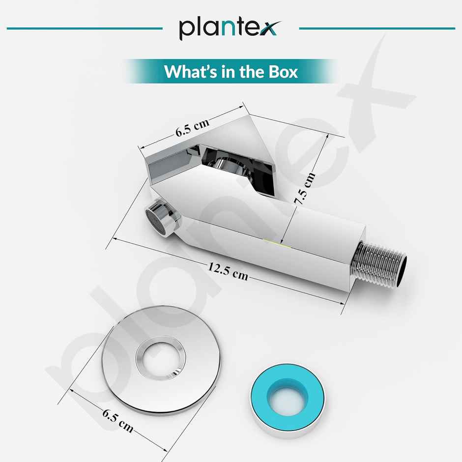 Plantex PRI-301 Brass Bib Cock Water Tap - Teflon Tape & Wall Flange (7 Year Warranty)
