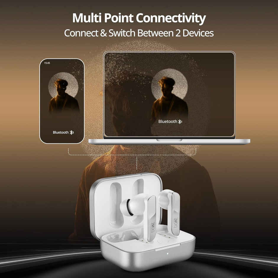 boAt Airdopes 800 TWS Earbuds, Dolby Audio, Adaptive EQ by Mimi, 4Mics AI ENx, App Support, Fast Charge, IPX5, v5.3 Bluetooth TWS in Ear Earbuds Wireless Earphones with mic - Interstellar White