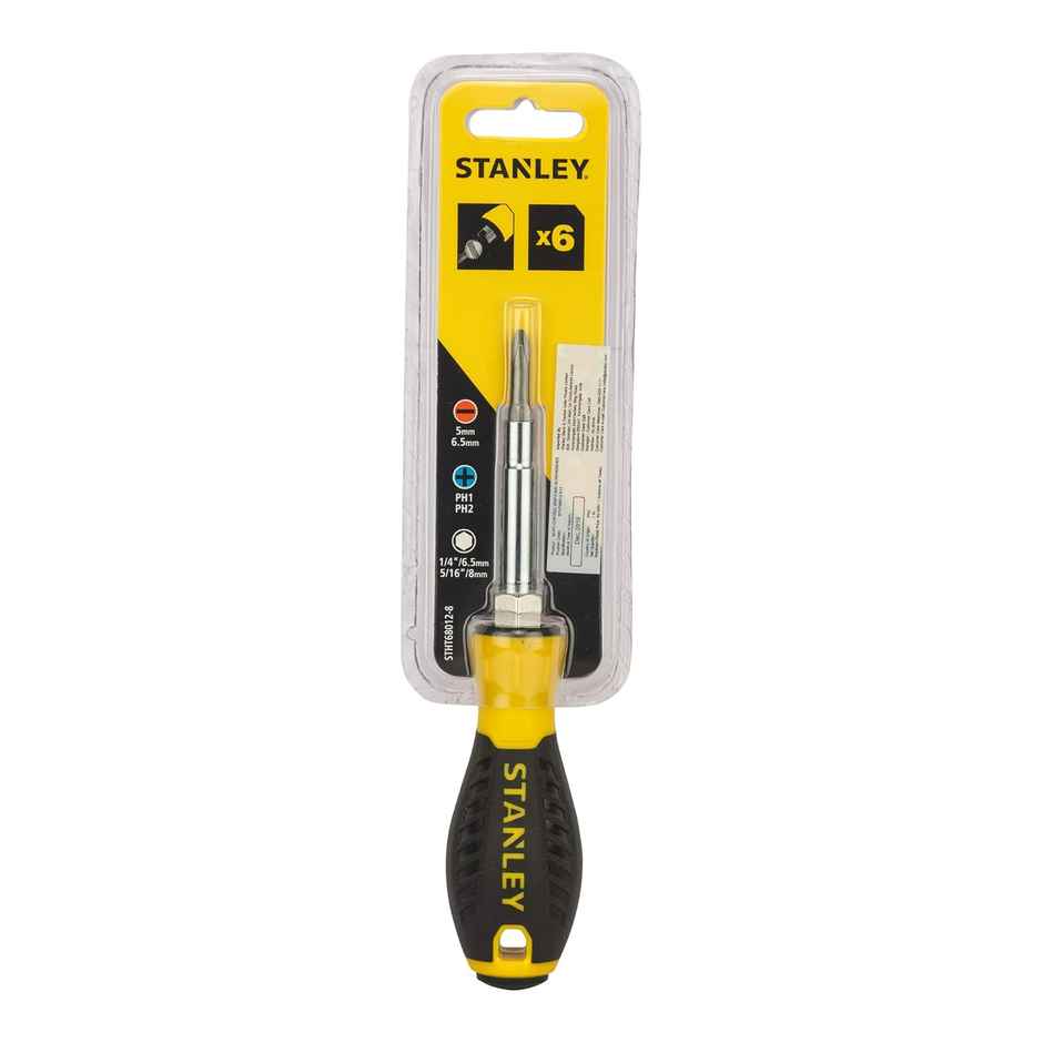 STANLEY STHT68012-8 6-Way Quick Change Screwdriver, Ideal For Fastening Screws and Nuts