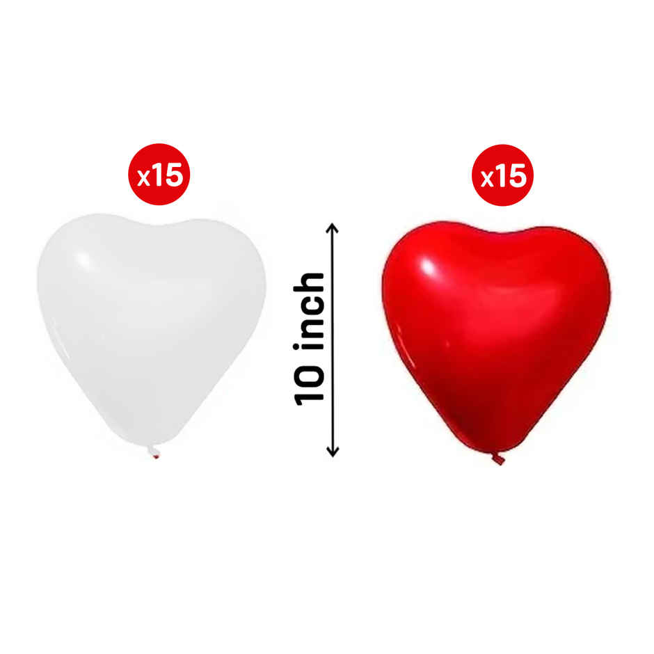 Red and White Heart Balloons for Birthday and Anniversary Decor | Party Propz