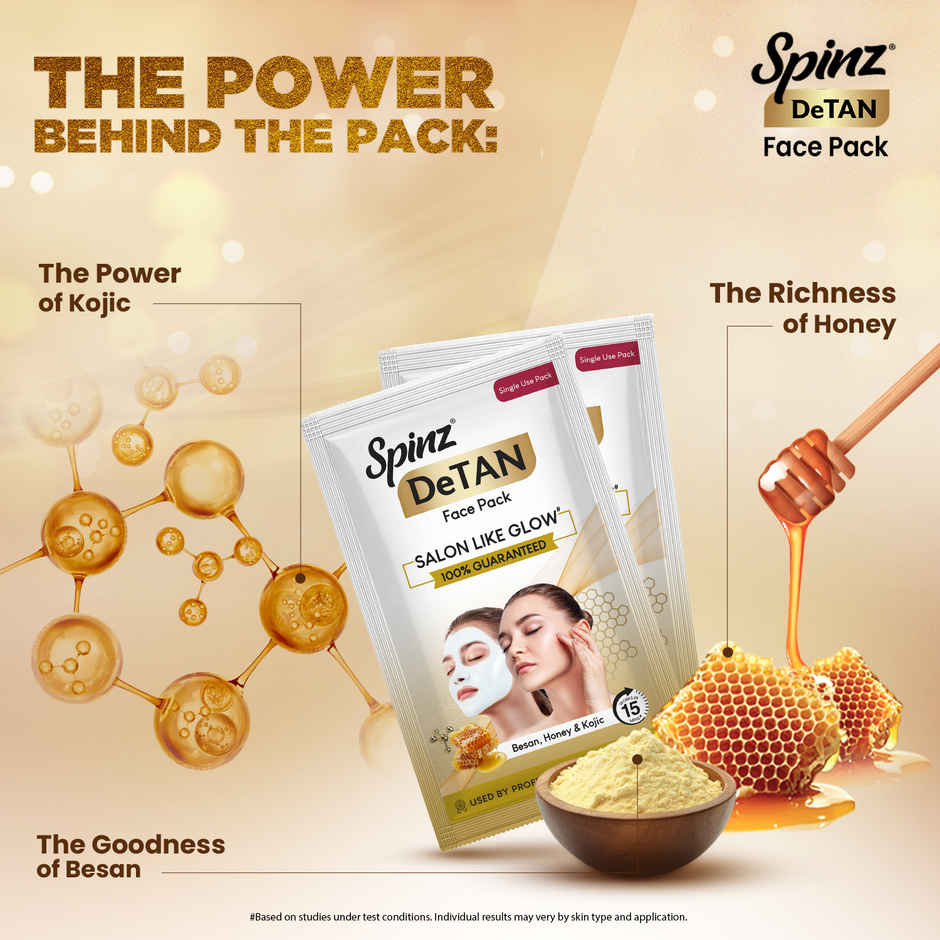 Spinz DeTan Face Pack with Besan, Honey and Kojic