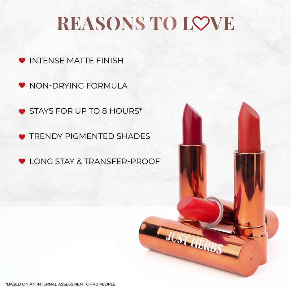 Just Herbs Ultra Matte Finish Long Stay Transfer Proof Bullet Lipstick Bold Espresso