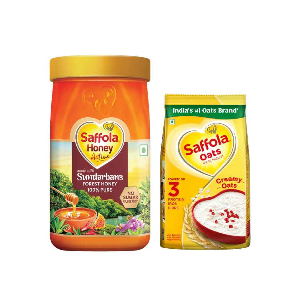 Saffola Honey Active Honey 100% Pure Honey with Free Saffola Oats