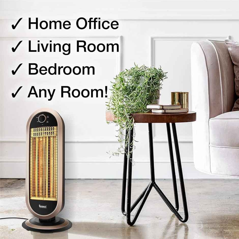 Warmex Gleam Carbon Tower Heater For Home|Fast Heating With 2 Heat Setting 450/900 W
