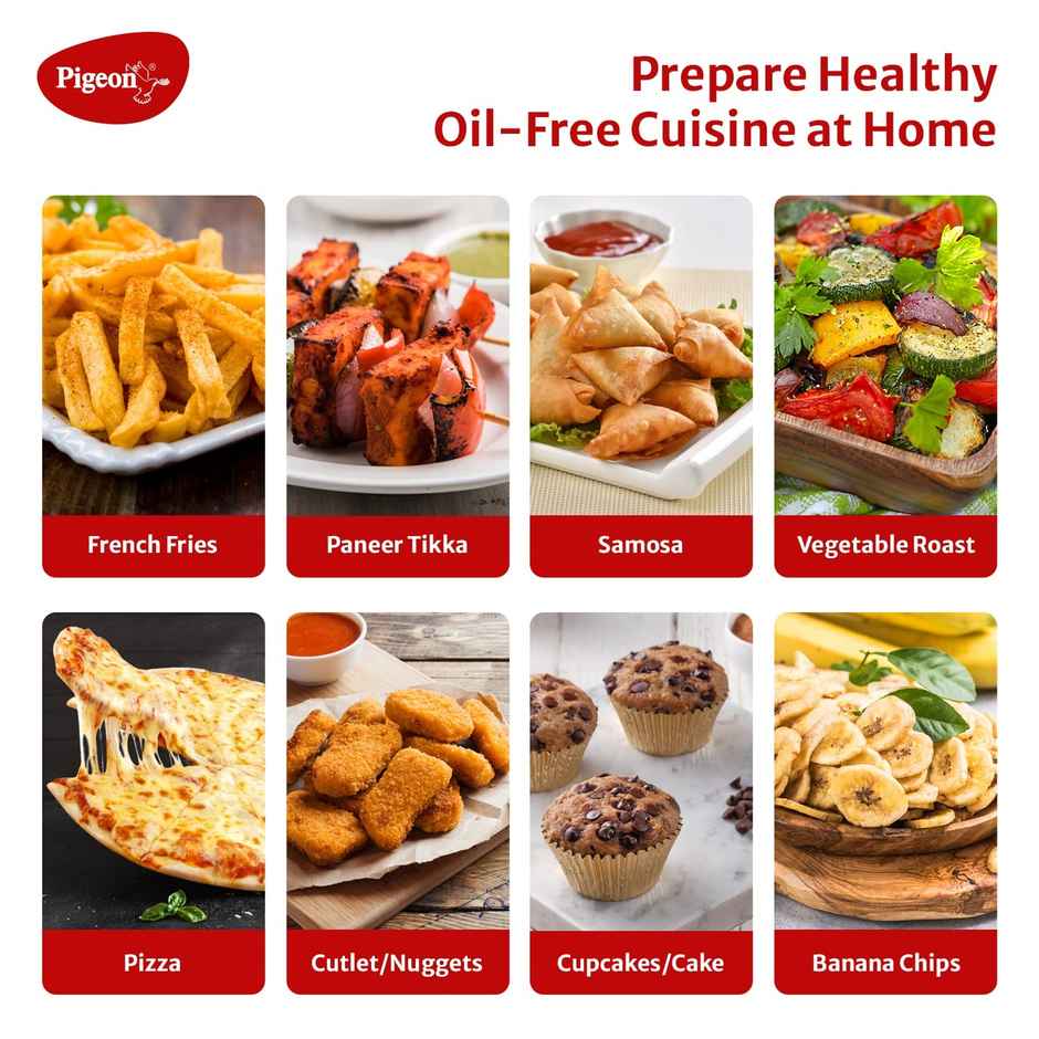 Pigeon Healthifry Digital Air Fryer, 1200 W with Non-Stick 4.2 L Basket, High Speed Air Circulation Technology - Green