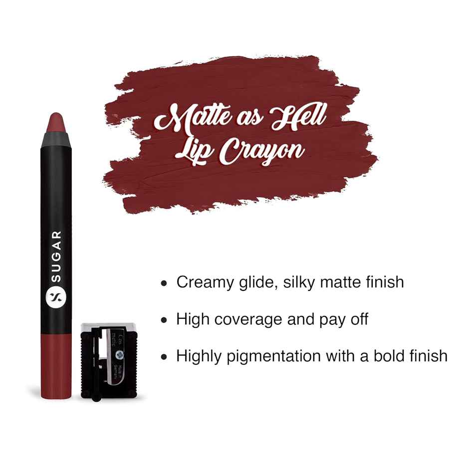 SUGAR Cosmetics Matte As Hell Crayon Lipstick - 15 Stephanie Plum