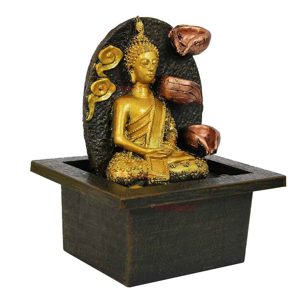 Tied Ribbons Decorative Buddha Idol Statue Water Fountain Showpiece (20.3 Cm)