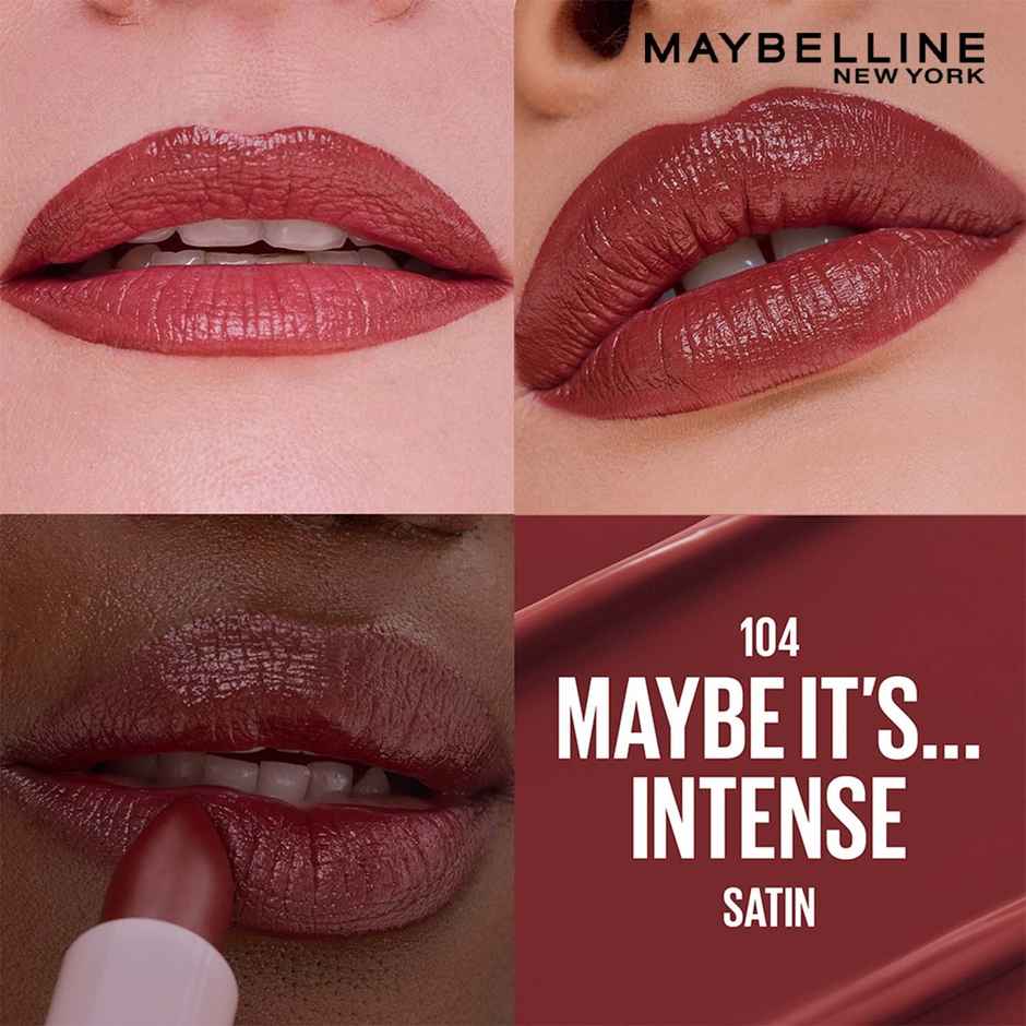 Maybelline New York Serum Lipstick | Satin | 8 Hr Hydrated Color | Nude | 104 Maybe It'S Intense