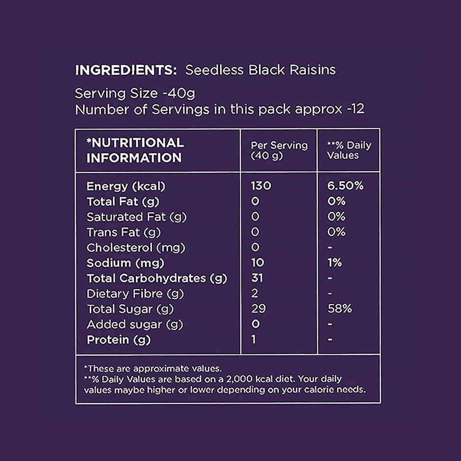 Open Secret Premium Black Raisins | Kishmish | Rich in Fibre | Healthy Snacking