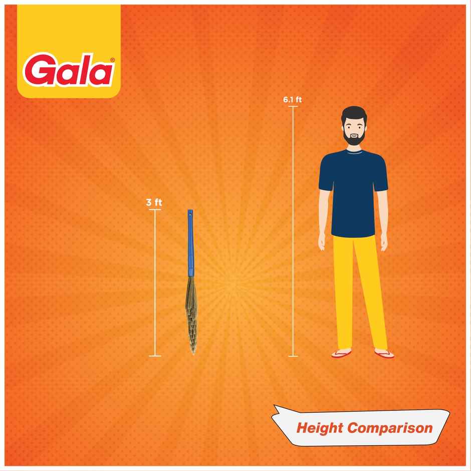 Gala No Dust Floor Cleaning Broom | Jhadu 90cm, Plastic, Blue and Brown