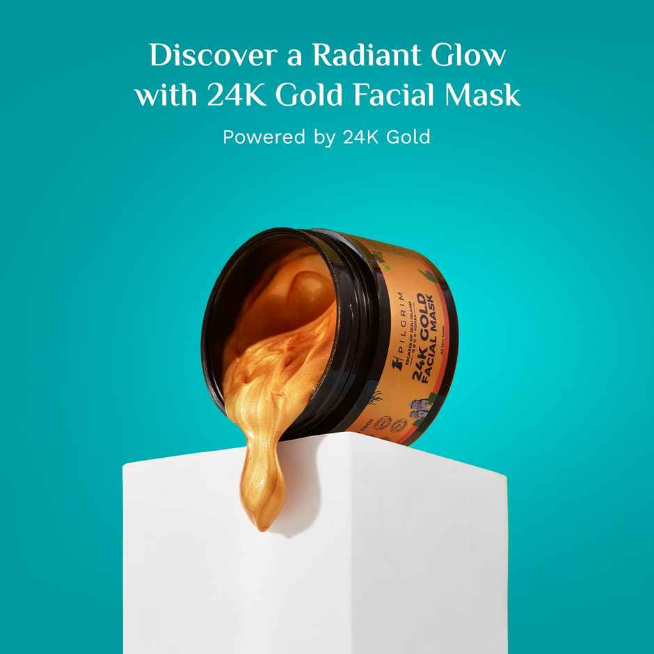 Pilgrim 24K Gold face mask for Glowing skin, Boosts Collagen and Restores Skin Radiance, For Men & Women