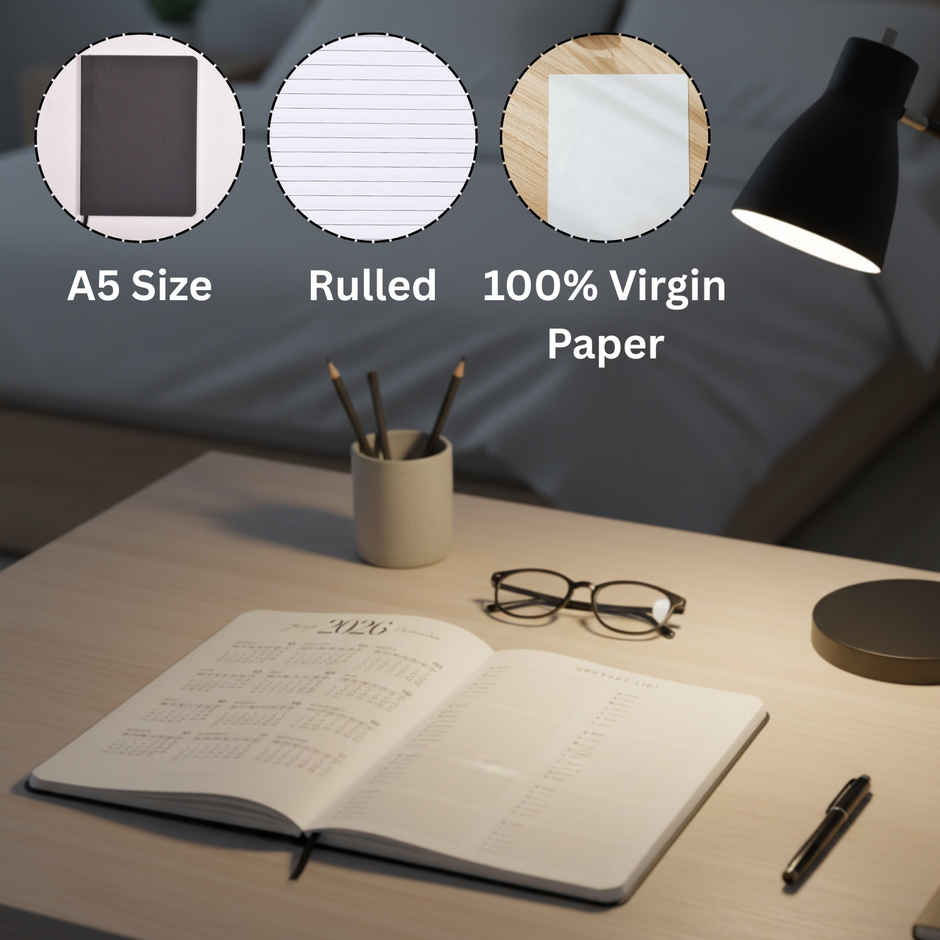 DRAWGUUD A5 Journal Notebook, Leatherite |Hardback,100 GSM 256 Pages Lined | Brown | 14.5 x 21.3 cm