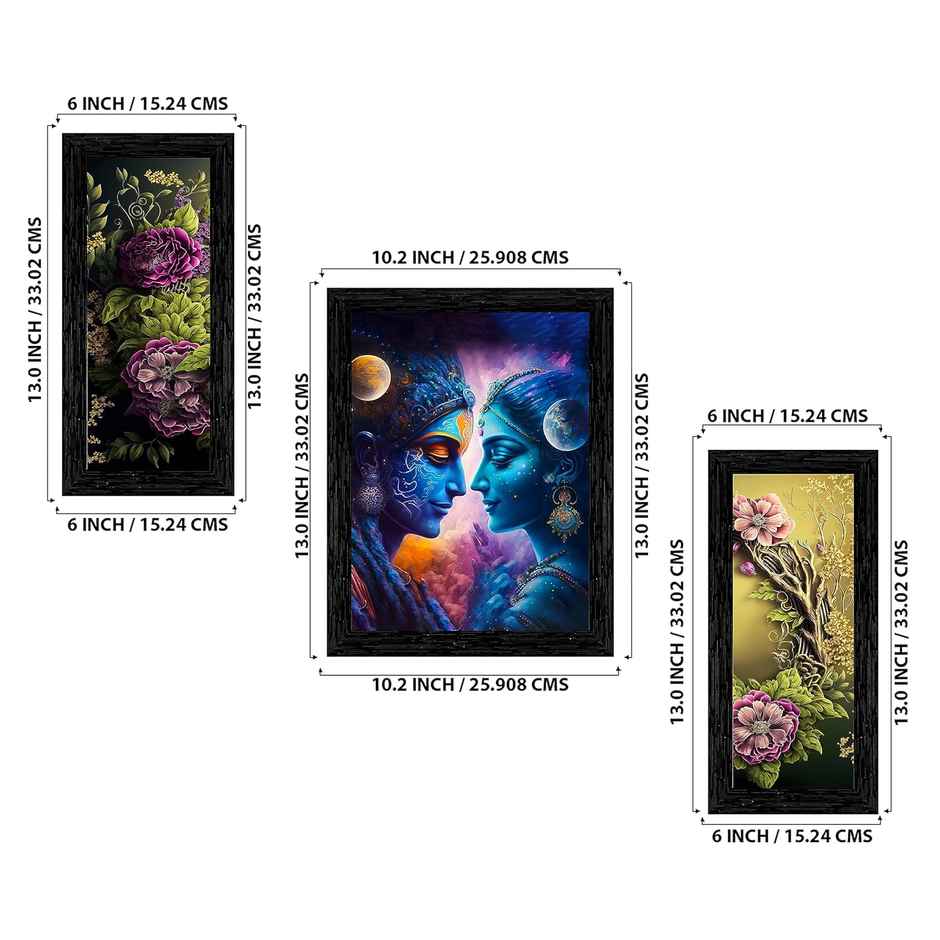 Indianara Set of 3 Radha Krishna Framed Art Painting | 10321