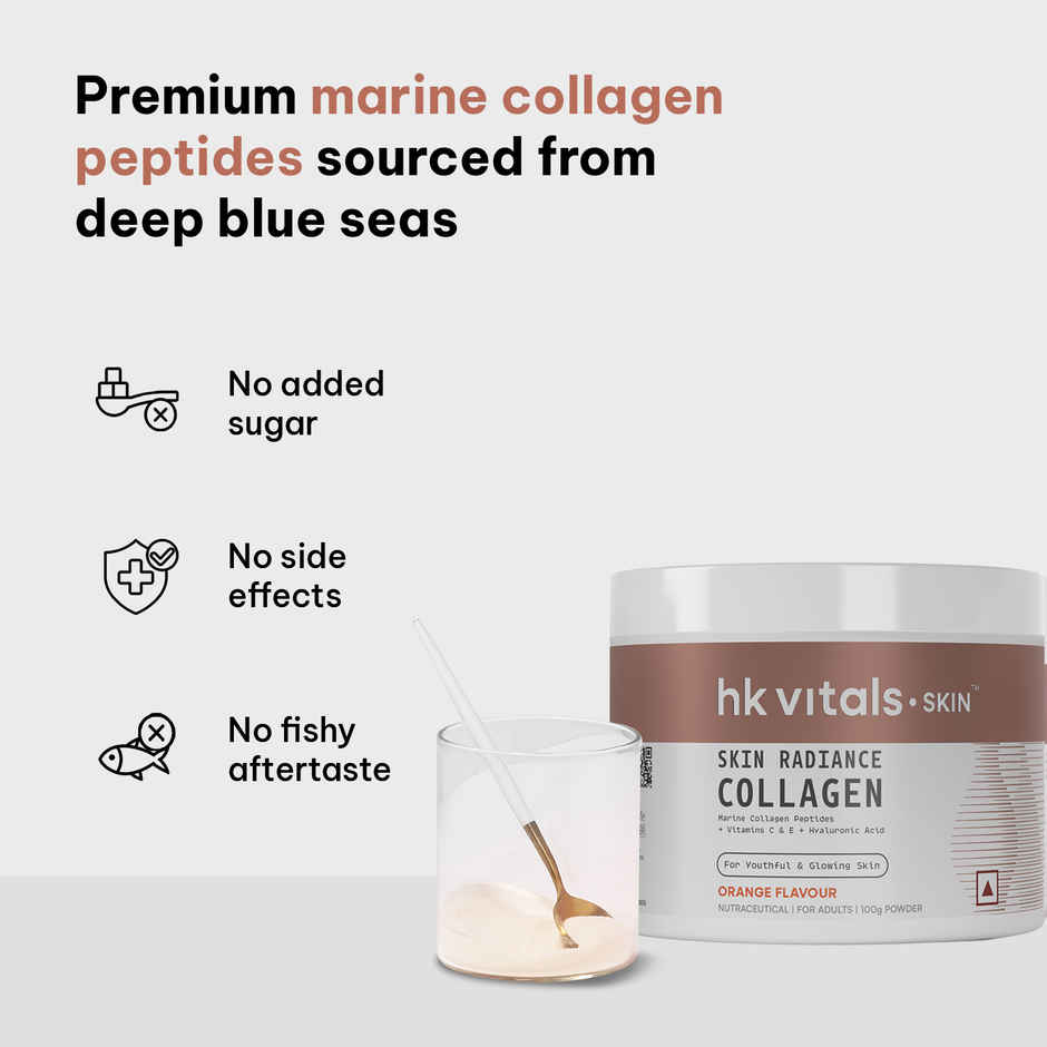 hk vitals Skin Radiance Collagen Supplement with Biotin (Orange, 100g)