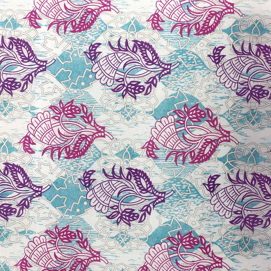 Bombay Dyeing Ivyrose 110 Tc 100% Cotton Olive Purple Queen Bedsheet With 2 Pillow Covers