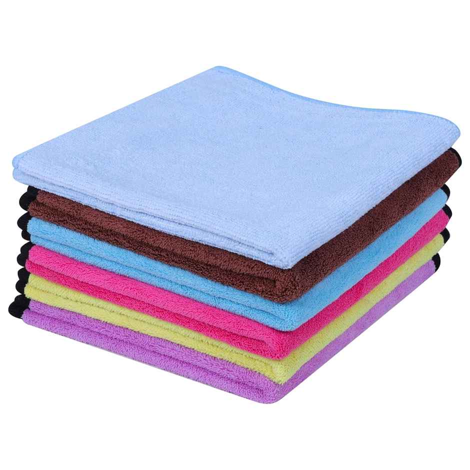Autofy Multipurpose Microfiber Car Cleaning Cloth (Pack of 6) - Multicolour | 350 GSM | 40 cm x 40 cm