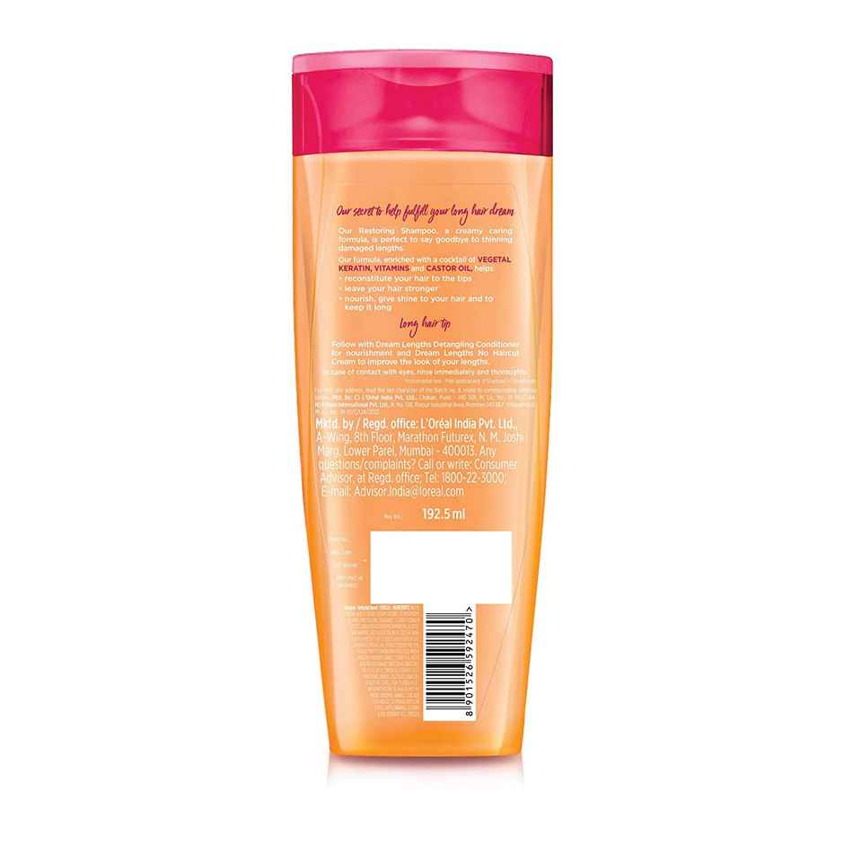 L'Oreal Paris Dream Lengths Shampoo for long,lifeless hair to Nourish and Repair