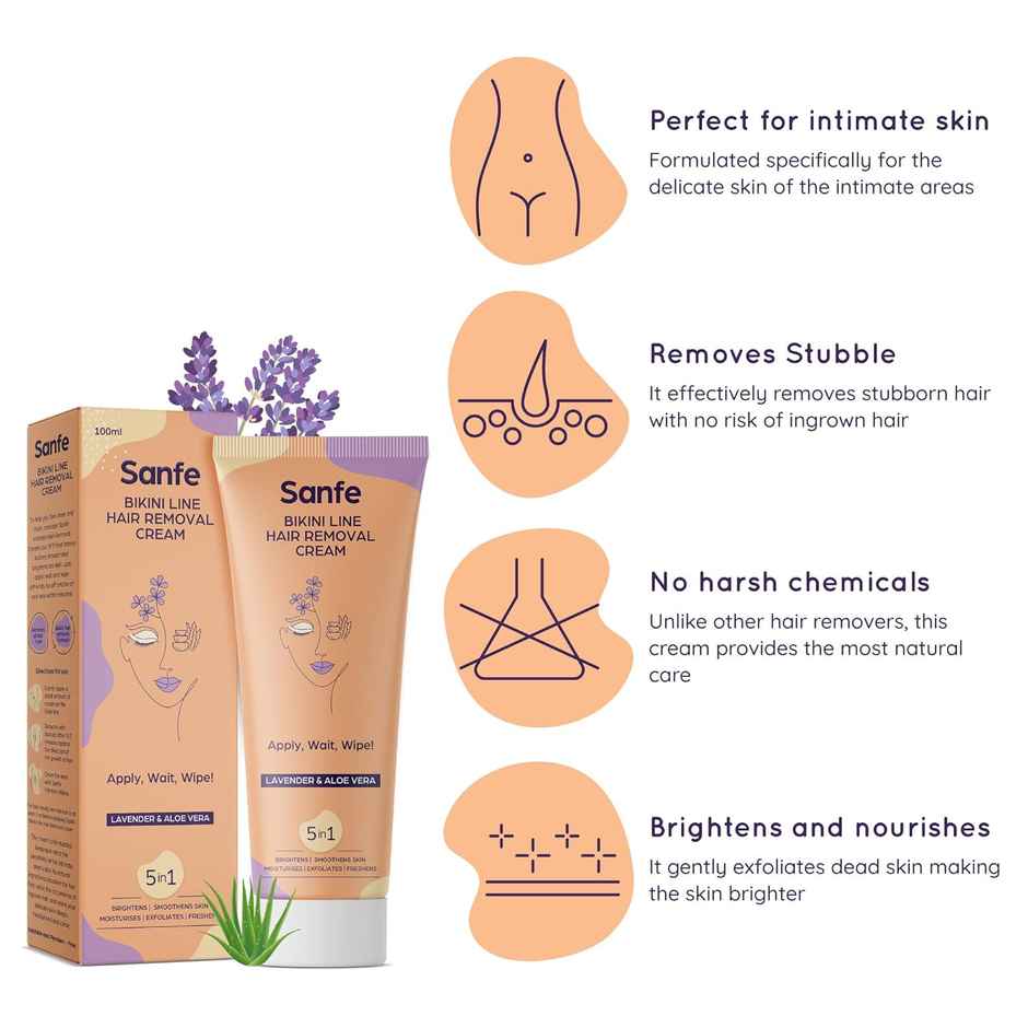 Sanfe Hair Removal Cream With Aloe Vera & Coconut Extracts Bikini Line Hair Removal
