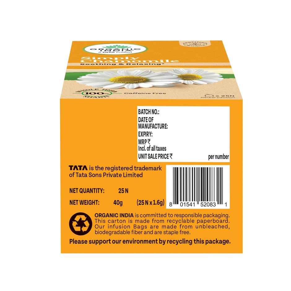 A TATA Product - Organic India Simply Chamomile 25 Tea bags