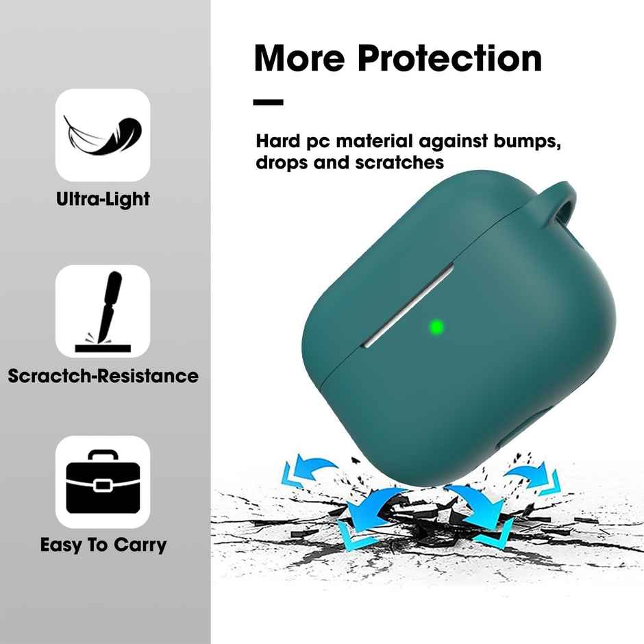 Sounce Earphone Case Cover for AirPods Pro 2 2022 Silicone Shock-Absorbing Protective Case | Green