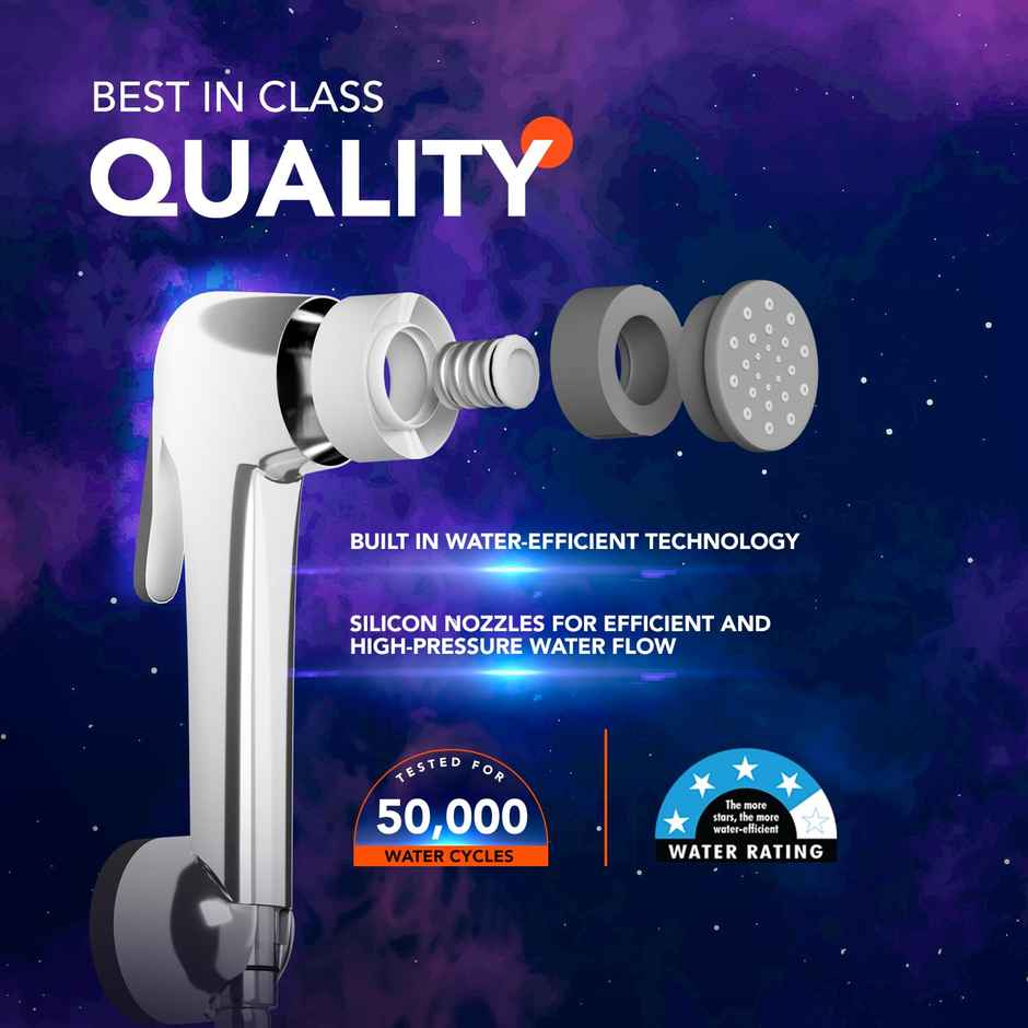 Lorazzo Eclipse Health Faucet Jet Spray Set with 1-meter Hose Pipe (SS 304) and Wall Hook