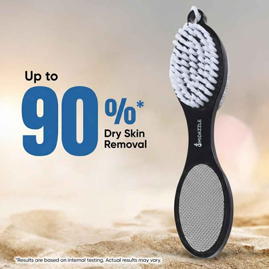 Midazzle 4in1 Foot Filer Pedicure Brush, Pumice Stone, Scrubber | Assorted