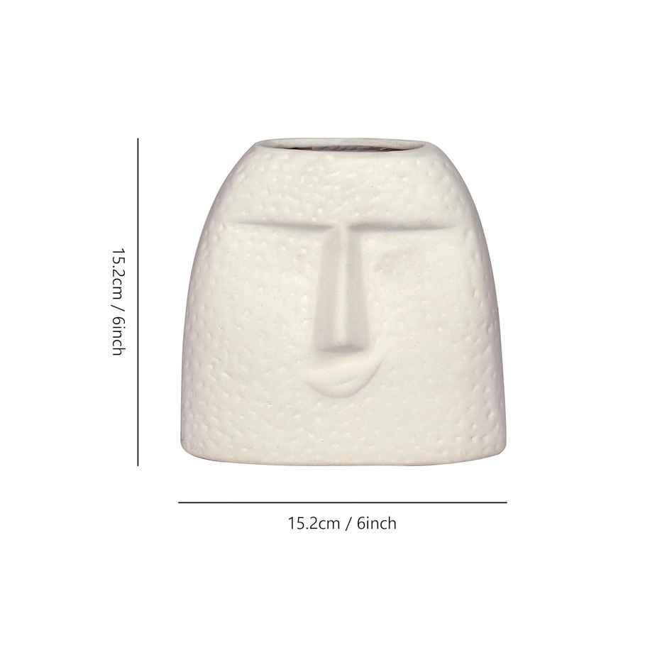 Tied Ribbons Ceramic Face Shape Vase Without Flowers