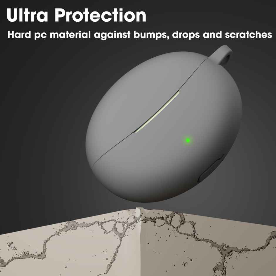 Sounce TWS-Silicone Earphone Case Cover for Oppo Enco Air3 Pro | With Keychain | Black