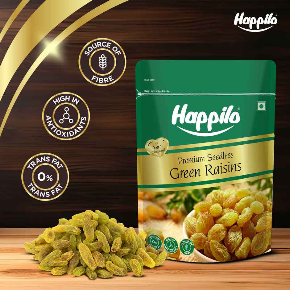 Happilo Premium Seedless Green Raisin | Kishmish | Dry Fruits