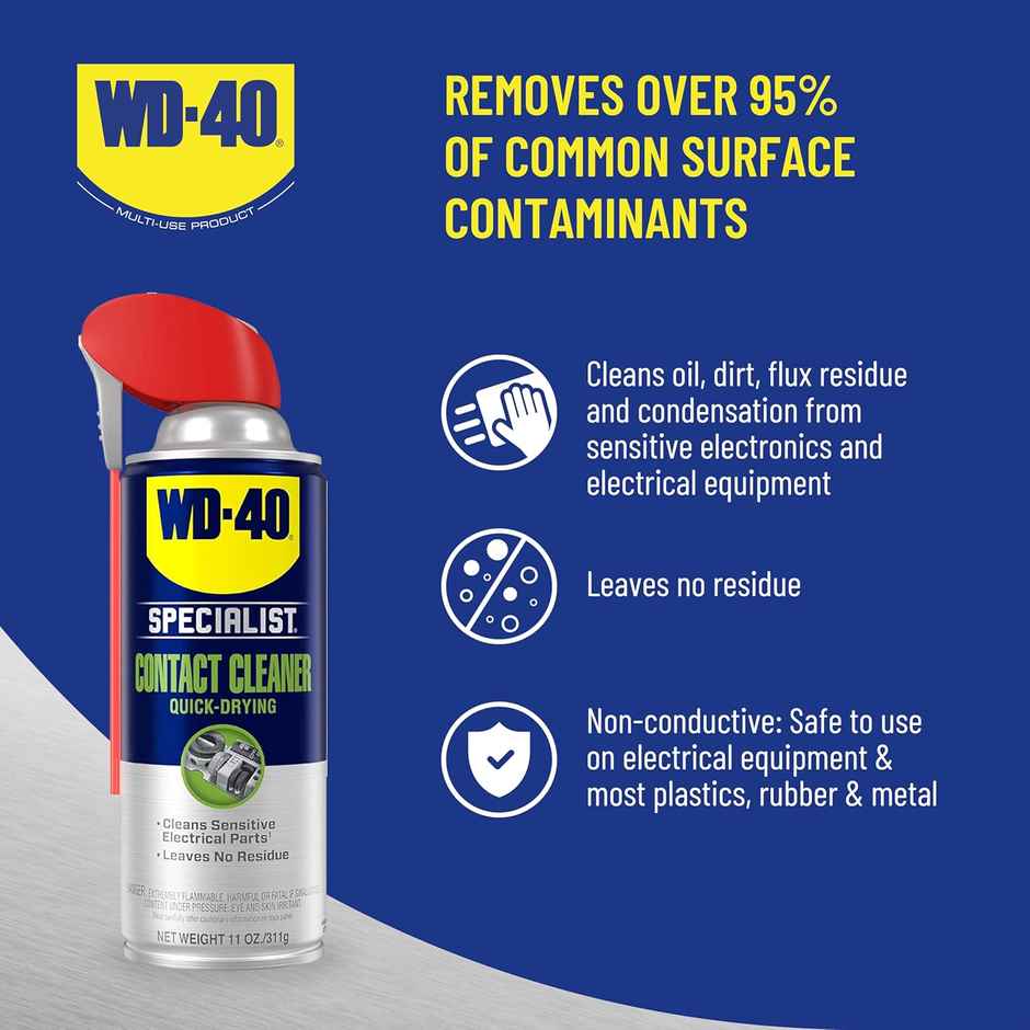 WD 40 Specialist Contact Cleaner 400ml | Cleans Electrical Parts, Oil, Moisture & Leaves No Residue
