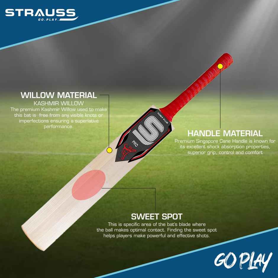 Strauss Pro cricket bat Size-SH, (Black & Red)
