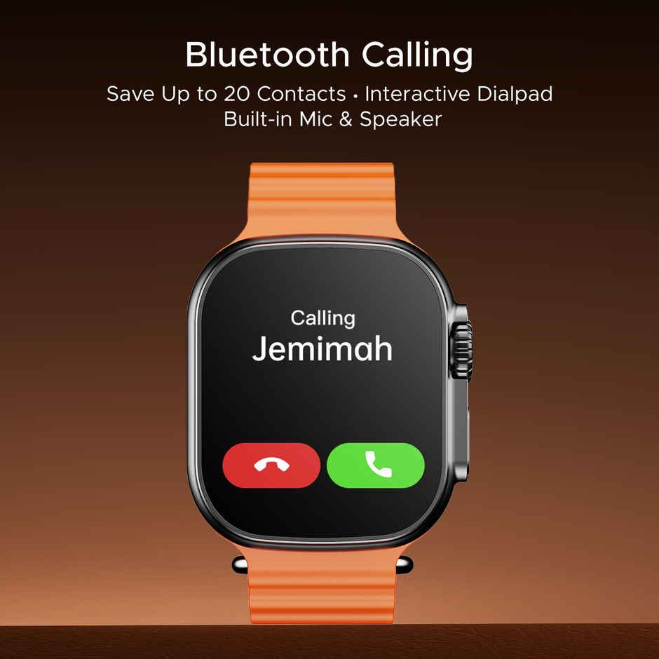 boAt Wave Aura Smartwatch | 1.96" Display, 100+ Sports Modes, Functional Crown, BT Calling - Royal Orange