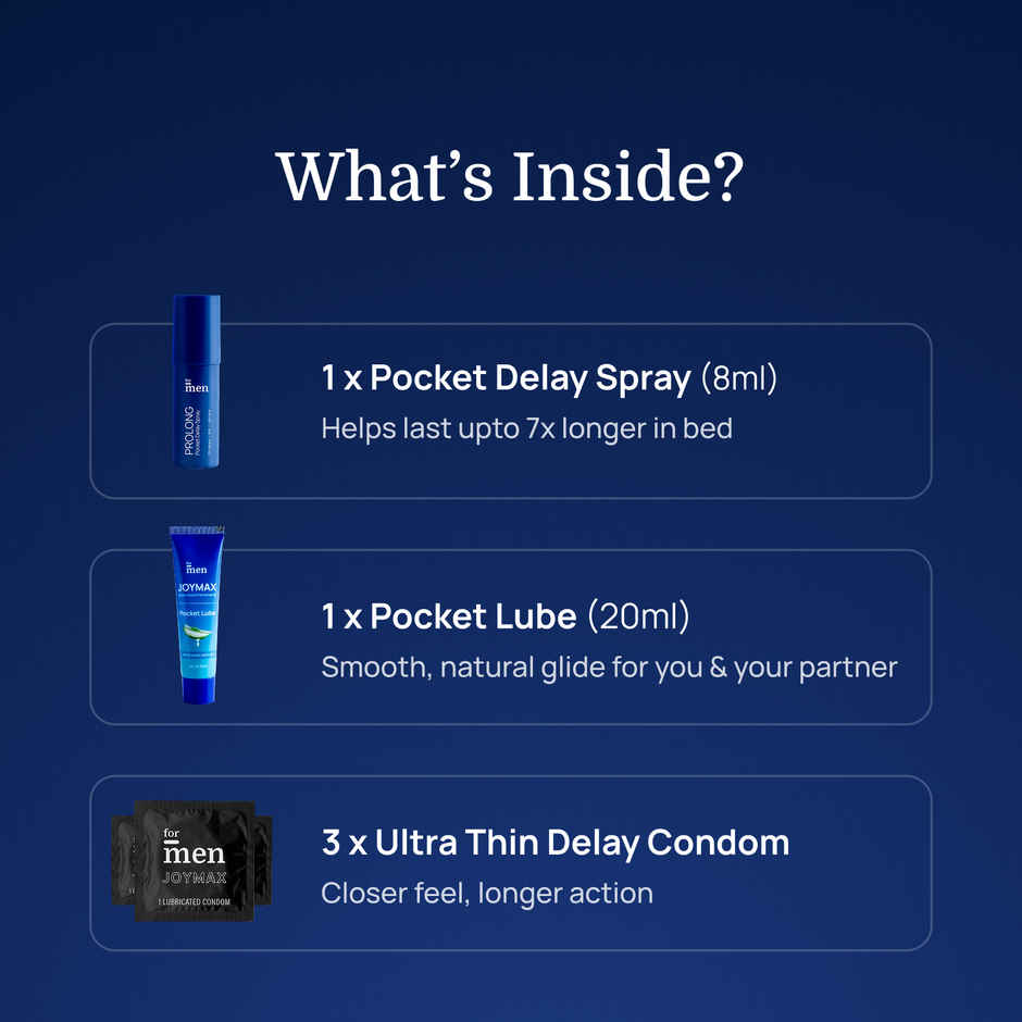 ForMen Pocket Rocket | Delay Spray, Lube & Condoms Kit