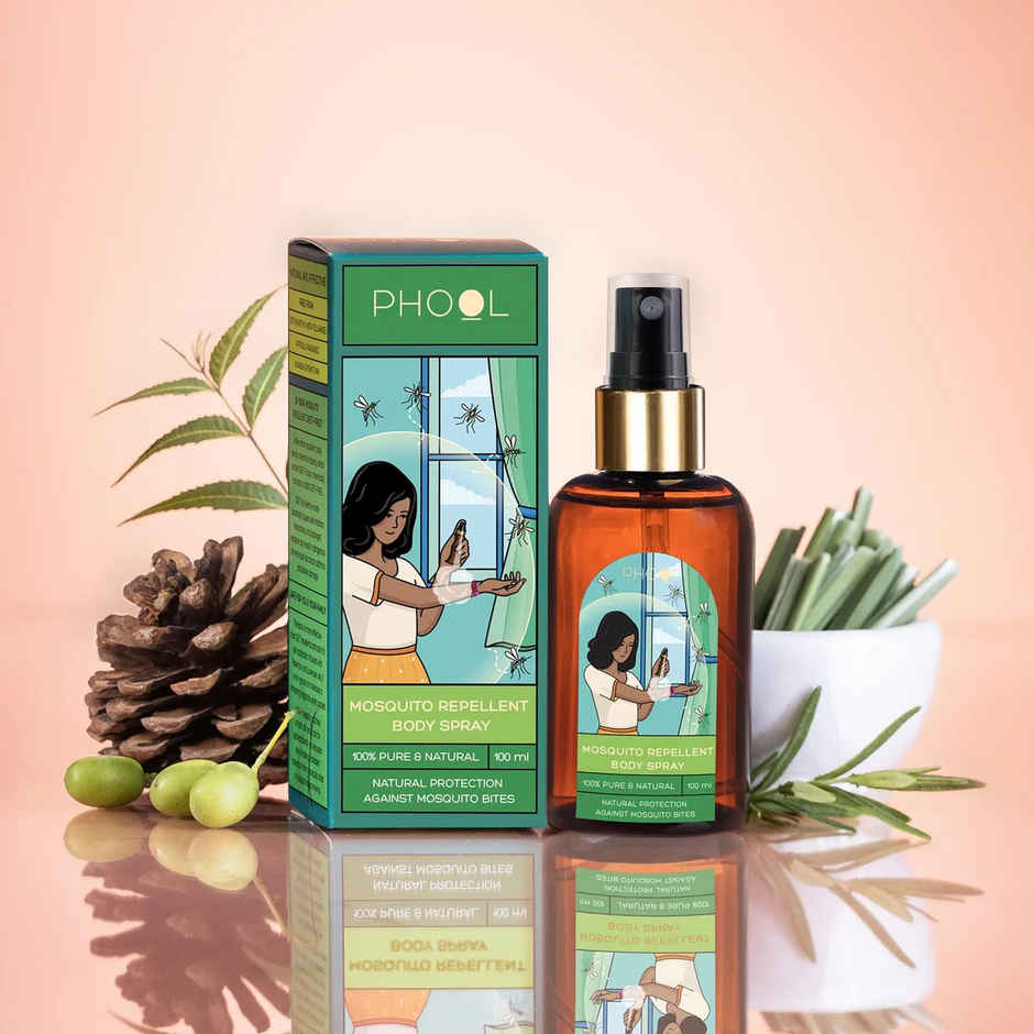 Phool Mosquito Repellent Body Spray 100% Natural With Citronella Eucalyptus & Neem Oil