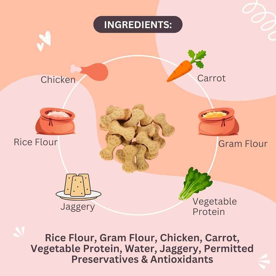 Bearhugs Dog Bikkit Chicken & Carrot Dog Cookies(Jar)