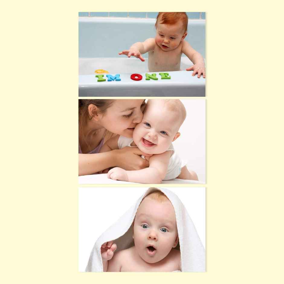 Paper Plane Design New Born Cute Baby Smiling Baby Wall Posters | Set Of 3 | Size 12 x 18 Inch- D58