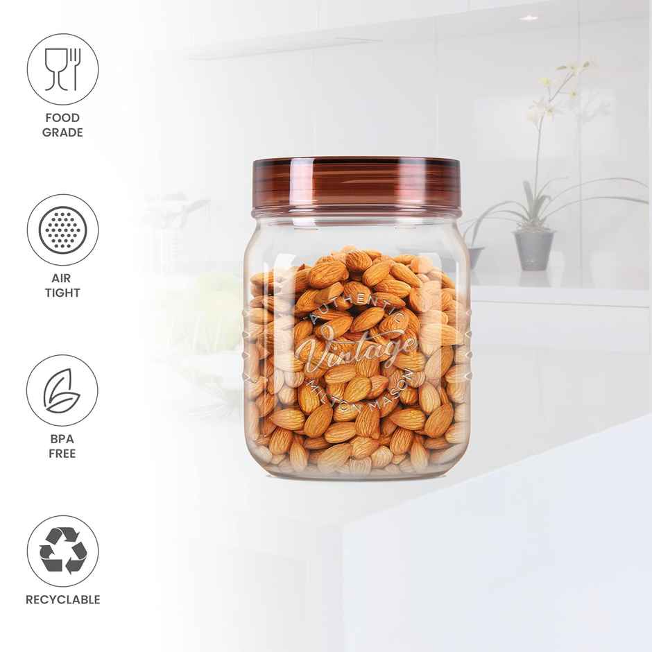 Milton Plastic Vintage Pet Jar Set Of 3, 500 ml Each, Transparent