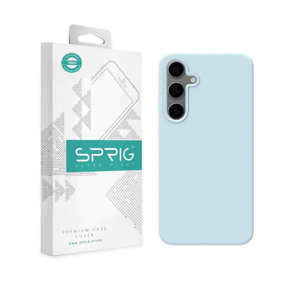 Sprig Premium Back Cover for Samsung Galaxy S24 Plus Phone Liquid Silicone Shock Proof | Light Blue