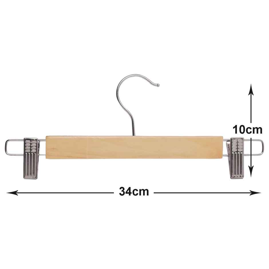 Kuber Industries Wooden Adjustable Clips Hanger for Clothes|Pack of 3|Brown