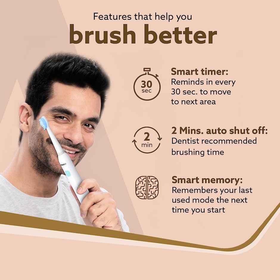 Agaro Cosmic Lite Sonic Electric Toothbrush For Adults With 6 Modes (White) Combo