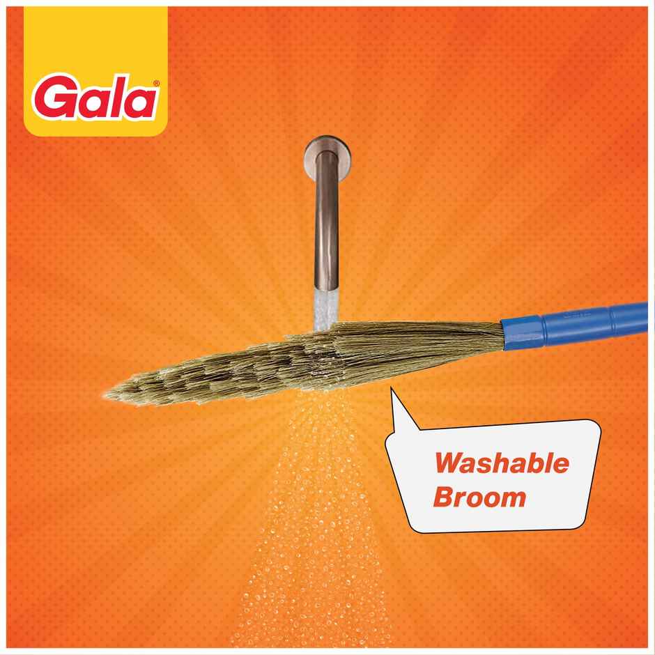 Gala No Dust 90 cm Broom / Jhadu | Plastic, Blue & Brown)