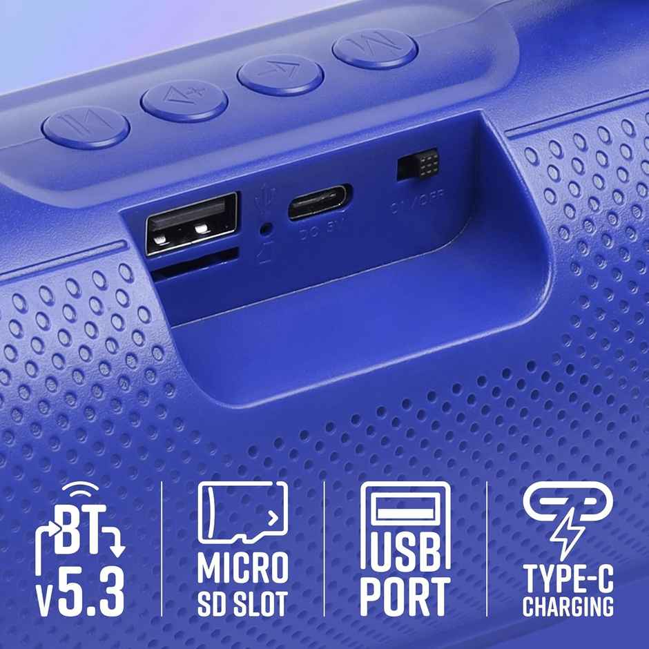 Zebronics Sound Feast 40 BT Speaker | 8W | Upto 16h Playback | Deep Bass | Call Function | Blue