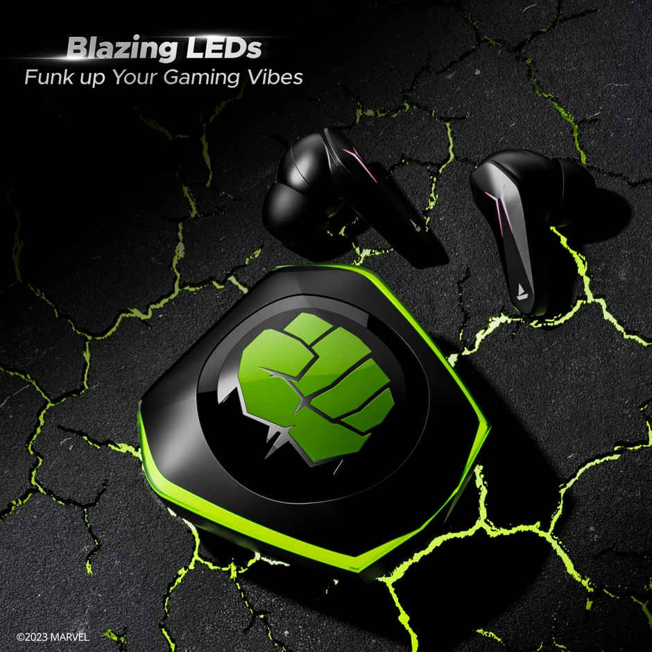 boAt Immortal 121 TWS Earbuds for Gaming w/ 40H Playtime, BEAST Mode & RGB LEDs (Green Fury)