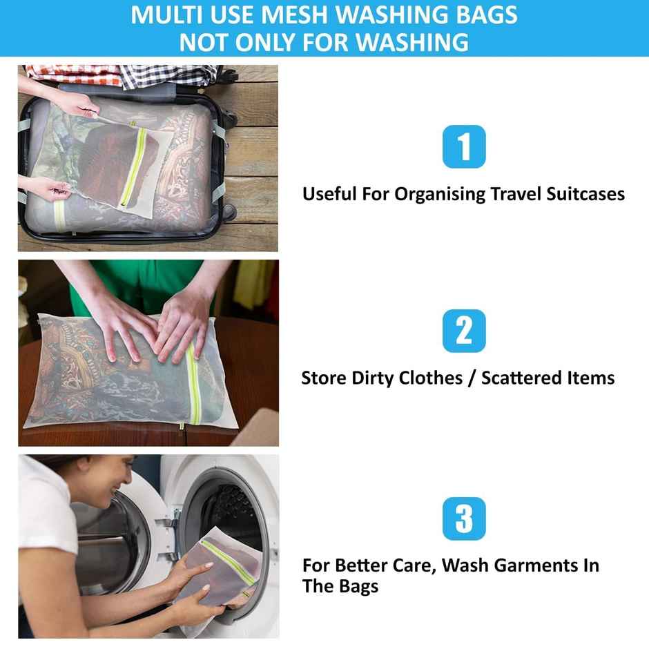 Perpetual Reusable Laundry Mesh Bags | Zippered Wash Bags | Undergarments Organizer | Pack of 3