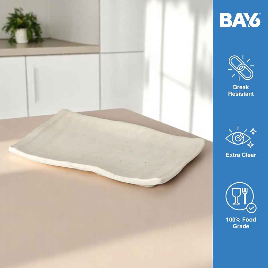 BAY6 Melamine Platter - BBQ Large -10*6 Inch - Creame Colour