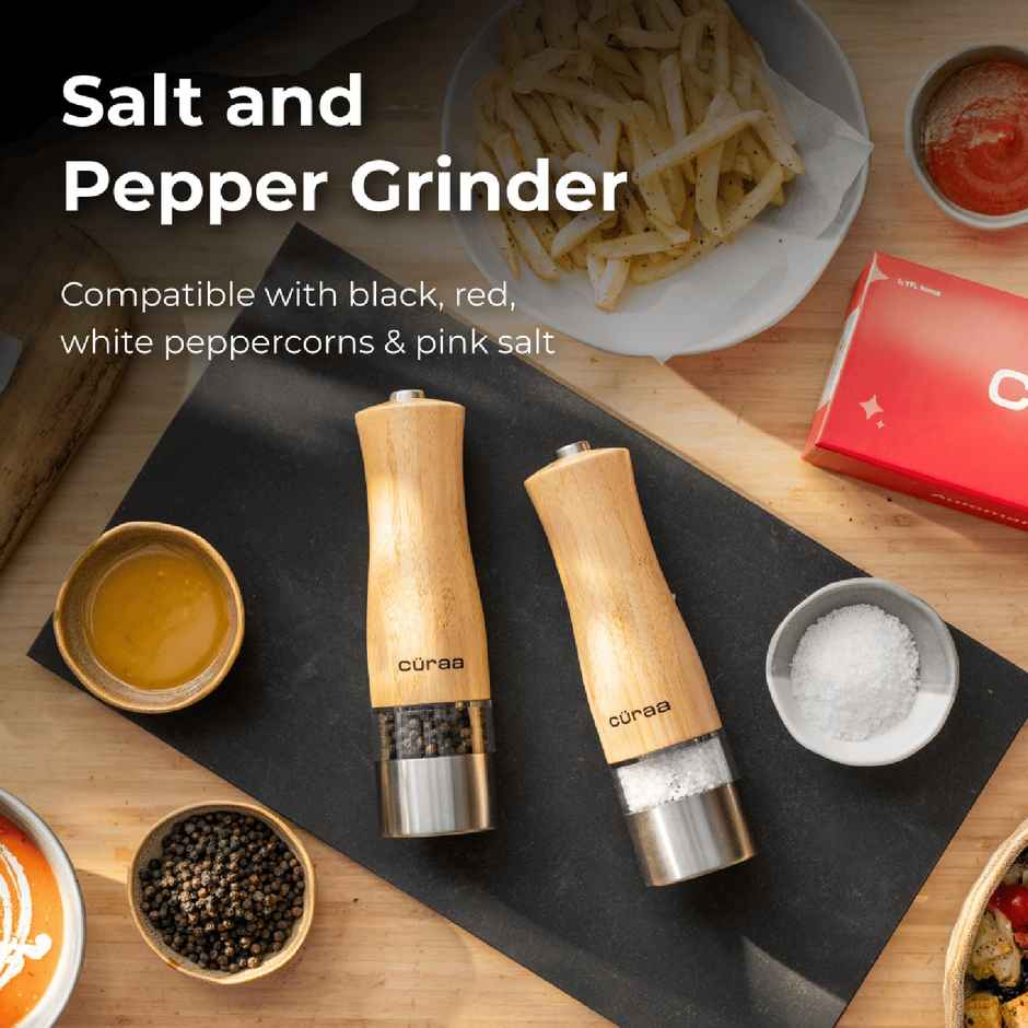Curaa Pepper Grinder For Kitchen | Battery Powerred Automatic Salt And Pepper Mill | Perfect For Gift